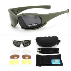 2025 4-Lens Tactical Goggles - Polarized, Windproof & Dustproof Safety Glasses for Outdoor Sports (C