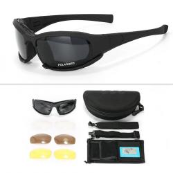 2025 4-Lens Tactical Goggles - Polarized, Windproof & Dustproof Safety Glasses for Outdoor Sports (C