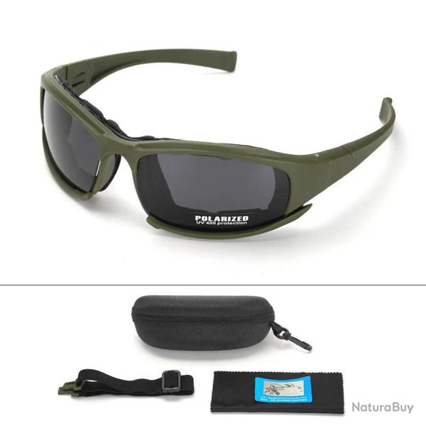 2025 4-Lens Tactical Goggles - Polarized, Windproof & Dustproof Safety Glasses for Outdoor Sports (C