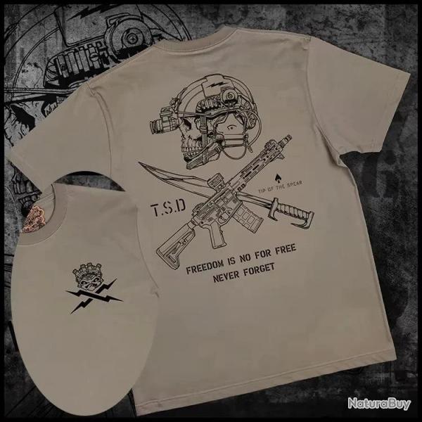 2025 New Special Forces crewneck summer free not free Spartan Tactical Army Fan cotton T-shirt High 