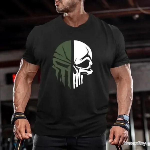 3D Men's T shirt for men Print Military Skull T Shirt Oversized Gym Short-Sleeved Sportswear Men Clo