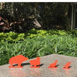 Air Gun / Air Soft Animal/ Silhouette Knock-Down Target 4 Pcs Set - Orange Animals