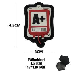 Blood Bag PVC Rubber Blood Type Patch A+ B+ AB+ O+ POS Positive Tactical Badge With Hook Loop For Un