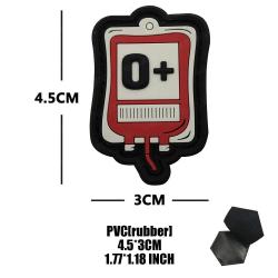 Blood Bag PVC Rubber Blood Type Patch A+ B+ AB+ O+ POS Positive Tactical Badge With Hook Loop For Un