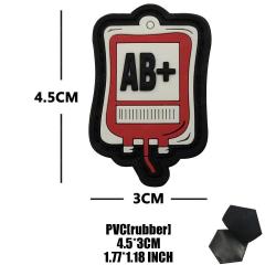 Blood Bag PVC Rubber Blood Type Patch A+ B+ AB+ O+ POS Positive Tactical Badge With Hook Loop For Un