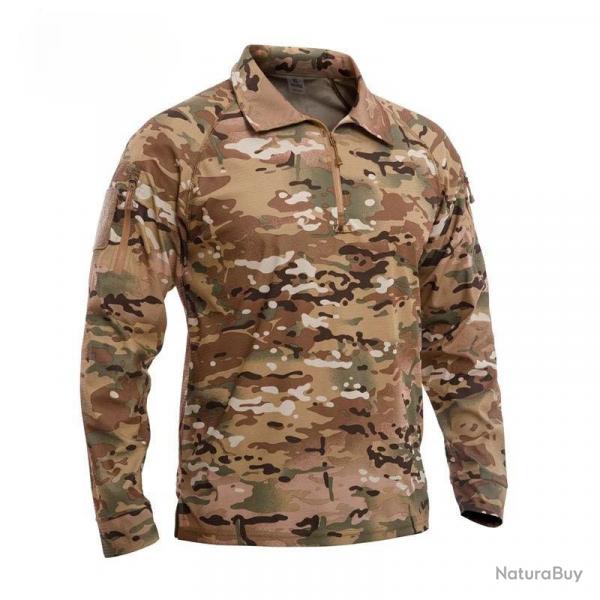 Camouflage Outdoor Elastic Long Sleeved T-shirt Breathable Quick Drying Slim Fit Tactical Top Half Z