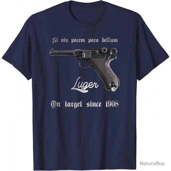 German Mauser P08 9mm Luger Pistol T-Shirt 100% Cotton O-Neck Summer Short Sleeve Casual Mens T-shir