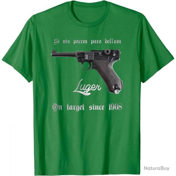 German Mauser P08 9mm Luger Pistol T-Shirt 100% Cotton O-Neck Summer Short Sleeve Casual Mens T-shir