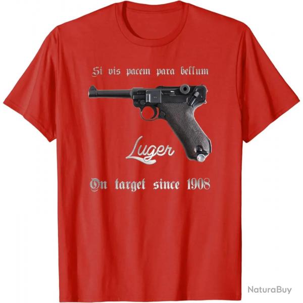 German Mauser P08 9mm Luger Pistol T-Shirt 100% Cotton O-Neck Summer Short Sleeve Casual Mens T-shir