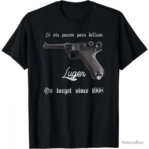 German Mauser P08 9mm Luger Pistol T-Shirt 100% Cotton O-Neck Summer Short Sleeve Casual Mens T-shir