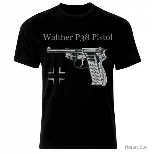 German Military Handgun Walther P38 Pistol T-Shirt 100% Cotton O-Neck Summer Short Sleeve Casual Men