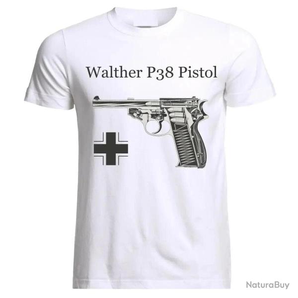 T-shirt pistolet Walther P38 manches courtes - Blanc / M