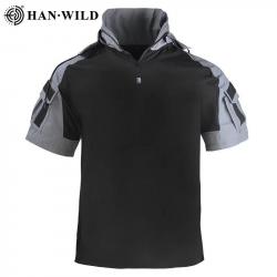 HAN WILD Hiking T-Shirt Tactical Shirt Summer Camouflage Wear Resistant Shirt Camping Hunting Shirt 