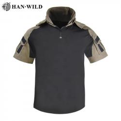 HAN WILD Hiking T-Shirt Tactical Shirt Summer Camouflage Wear Resistant Shirt Camping Hunting Shirt 