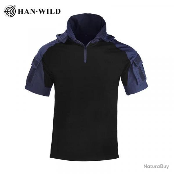 HAN WILD Hiking T-Shirt Tactical Shirt Summer Camouflage Wear Resistant Shirt Camping Hunting Shirt 