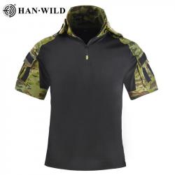 HAN WILD Hiking T-Shirt Tactical Shirt Summer Camouflage Wear Resistant Shirt Camping Hunting Shirt 