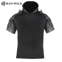 HAN WILD Hiking T-Shirt Tactical Shirt Summer Camouflage Wear Resistant Shirt Camping Hunting Shirt 