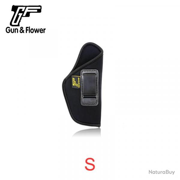 IWB Universal Neoprene Holster Law Enforcement Anti-Slip Soft Nylon Pouch Cover - black color