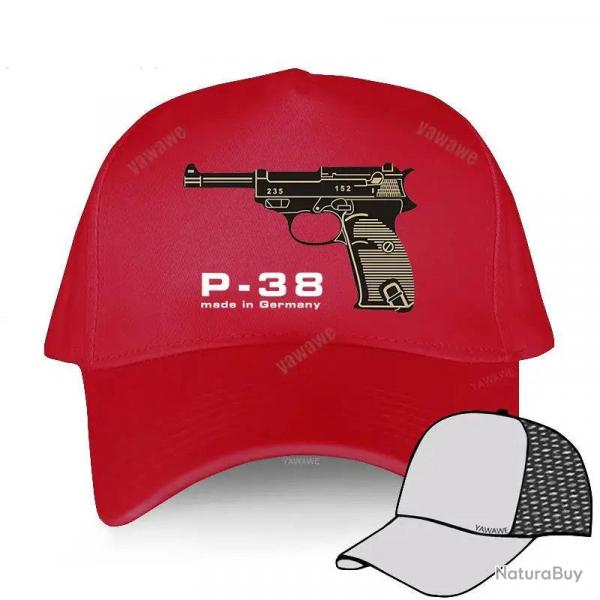Men's summer baseball caps black Adjuatable Hat casual style Walther Plus P38 Adjustable yawawe prin