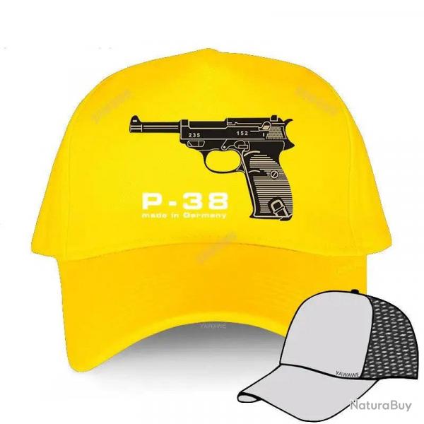 Men's summer baseball caps black Adjuatable Hat casual style Walther Plus P38 Adjustable yawawe prin