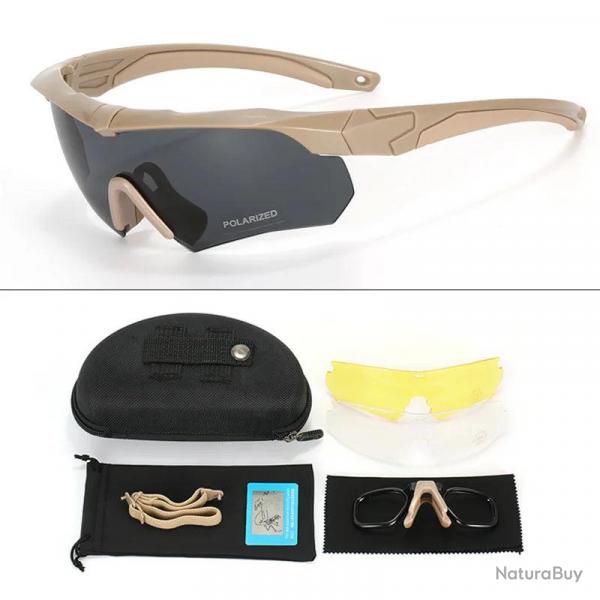 New Polarized Tactical Goggles 3 Lens Set Climbing Glasses Outdoor Sports Windproof Dustproof Safety