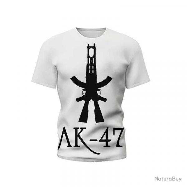 New Summer Men's T-shirt Personality Ak47 Series 3d Printed Military Weapons Pattern Tough Man Outdo