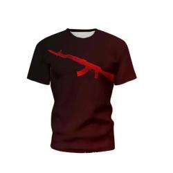 New Summer Men's T-shirt Personality Ak47 Series 3d Printed Military Weapons Pattern Tough Man Outdo