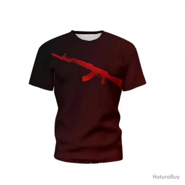 New Summer Men's T-shirt Personality Ak47 Series 3d Printed Military Weapons Pattern Tough Man Outdo