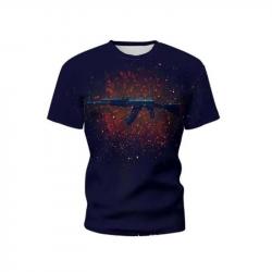 New Summer Men's T-shirt Personality Ak47 Series 3d Printed Military Weapons Pattern Tough Man Outdo