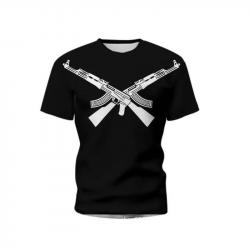 New Summer Men's T-shirt Personality Ak47 Series 3d Printed Military Weapons Pattern Tough Man Outdo