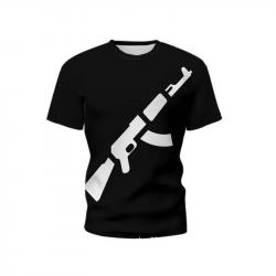 New Summer Men's T-shirt Personality Ak47 Series 3d Printed Military Weapons Pattern Tough Man Outdo
