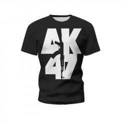 New Summer Men's T-shirt Personality Ak47 Series 3d Printed Military Weapons Pattern Tough Man Outdo