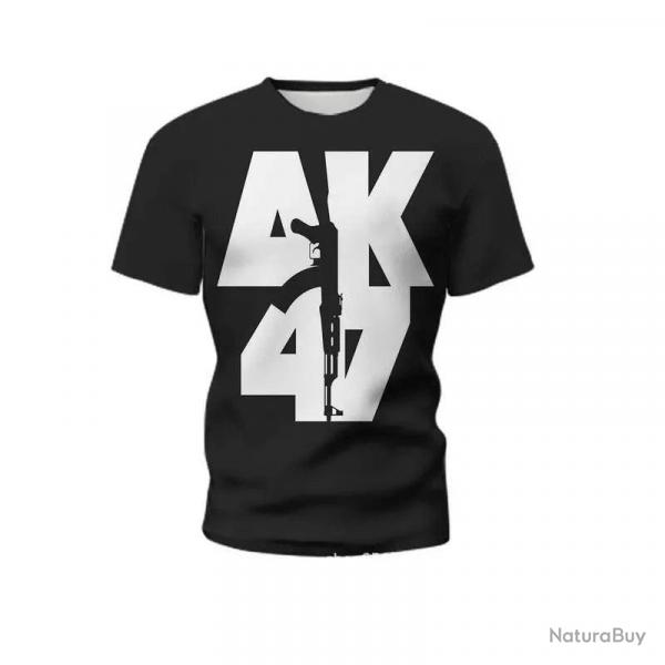 New Summer Men's T-shirt Personality Ak47 Series 3d Printed Military Weapons Pattern Tough Man Outdo