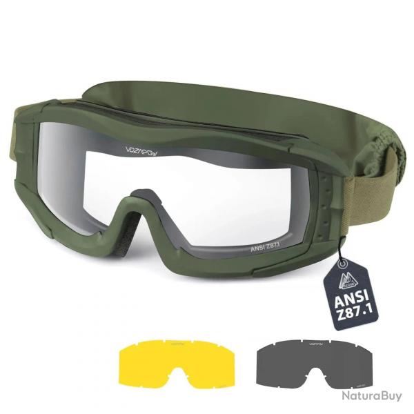 Vozapow Airsoft Tactical Goggles Professional ANSI Z87.1 Safety Shooting Glasses Anti Fog Motorcycle