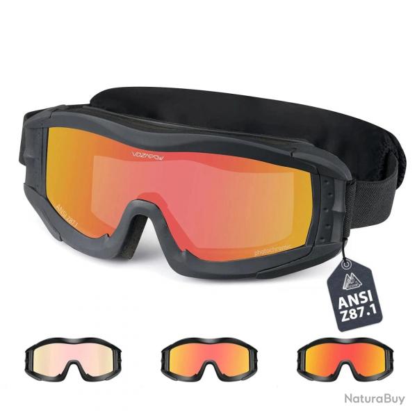 Vozapow Airsoft Tactical Goggles Professional ANSI Z87.1 Safety Shooting Glasses Anti Fog Motorcycle