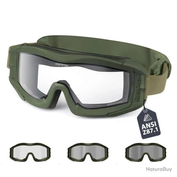 Vozapow Airsoft Tactical Goggles Professional ANSI Z87.1 Safety Shooting Glasses Anti Fog Motorcycle