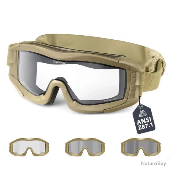 Vozapow Airsoft Tactical Goggles Professional ANSI Z87.1 Safety Shooting Glasses Anti Fog Motorcycle