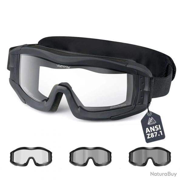 Vozapow Airsoft Tactical Goggles Professional ANSI Z87.1 Safety Shooting Glasses Anti Fog Motorcycle
