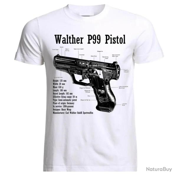 Walther P99 Pistol Blueprint Patent Handgun T-Shirt 100% Cotton O-Neck Short Sleeve Summer Casual Me