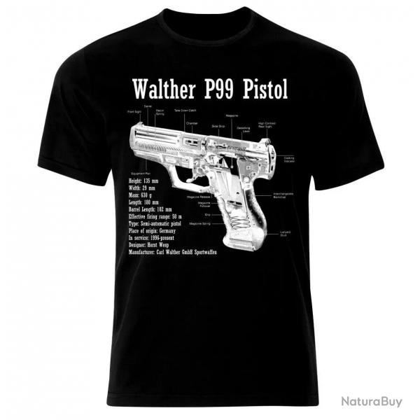 Walther P99 Pistol Blueprint Patent Handgun T-Shirt 100% Cotton O-Neck Short Sleeve Summer Casual Me