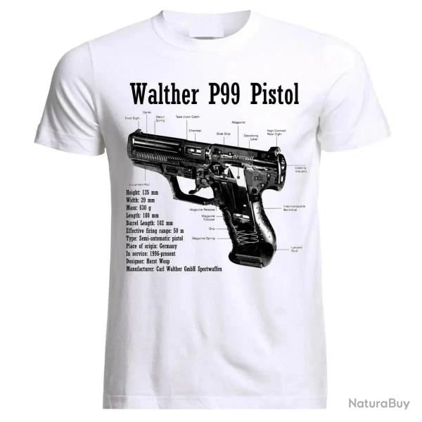 T-shirt Walther P99 manches courtes - Blanc / XXXL