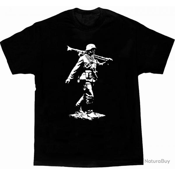 Wehrmacht Soldier MG34 Machine Gunner Novelty Printed T-Shirt. Summer Cotton Short Sleeve O-Neck Men