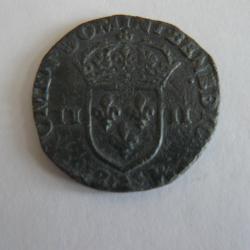 (1) monnaie quart d'écu argent Henri III 1589