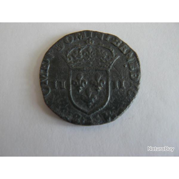 (1) monnaie quart d'cu argent Henri III 1589