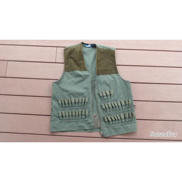 VESTE GILET 40 CARTOUCHES CHASSE QUASI NEUF DECATHLON XL 186 CM