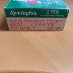 Boîte de 20 balles calibre 350 Remington magnum.