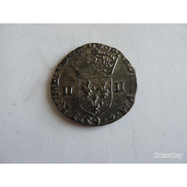(9) monnaie 1/4 d'cu argent Henri III 158?
