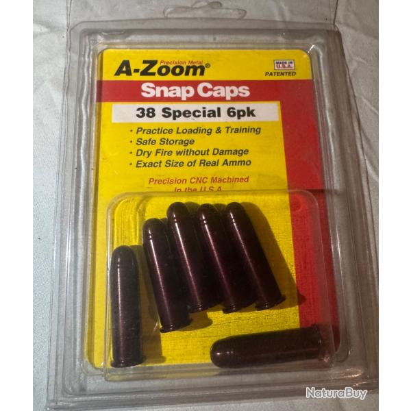 Blister 6 douilles amortisseur Snap Caps A-Zoom calibre .38 Special - tat neuf