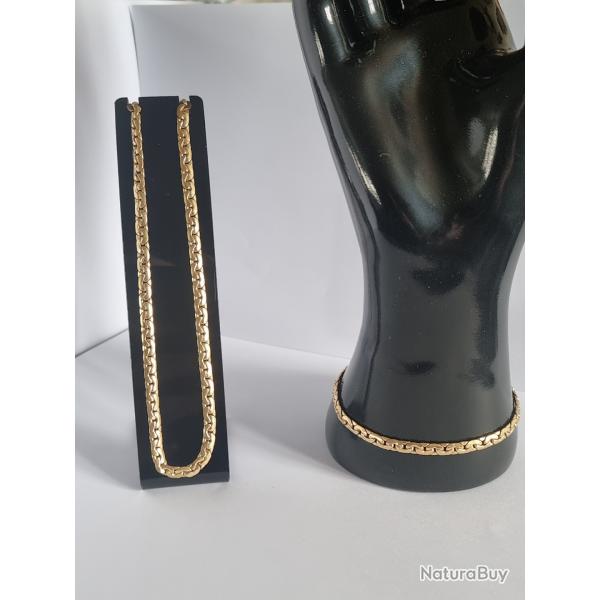 Superbe Parure Or 18K Collier et Bracelet Maille Haricot , 750 , 18 Carats