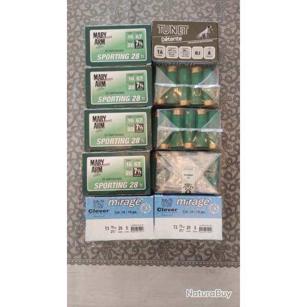 250 cartouches cal 16 mlanges